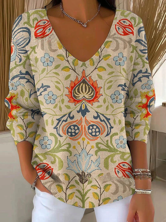 Béatrice – Pull coloré avec col en V